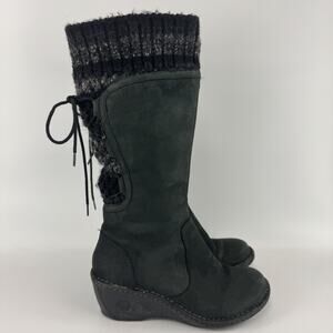 UGG Women's Skylair Tall Gray Suede Sweater Knit Wedge Boots Size 8